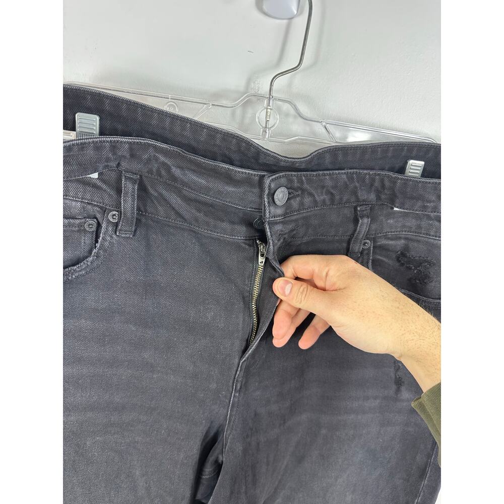 American Eagle Super High Rise Baggy Straight Cut Out Jeans Black Size 16 Long - Picture 12 of 16